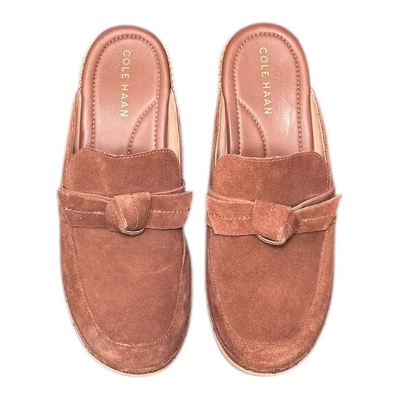 Cole Haan Brown Suede Mules with Bow - Size Women's 8 - Picture 2 of 5